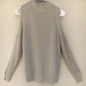 Open-Shoulder Gray Sweater
